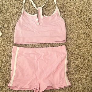 Colsie Pink and White Pajama Set with Racerback Top